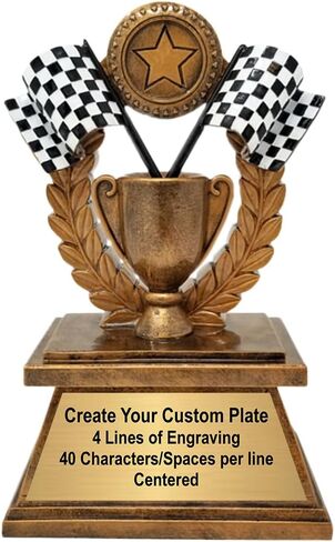 Decade Awards Personalized Racing Trophy - Custom Engraved Checkered Flag Wreath Trophy - Perfect Victory Lap Award for Racing and Motocross - Customize Now (7 Inch) in Saudi Arabia