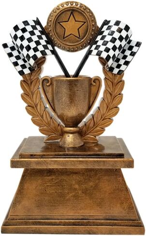 Decade Awards Personalized Racing Trophy - Custom Engraved Checkered Flag Wreath Trophy - Perfect Victory Lap Award for Racing and Motocross - Customize Now (7 Inch) in Saudi Arabia