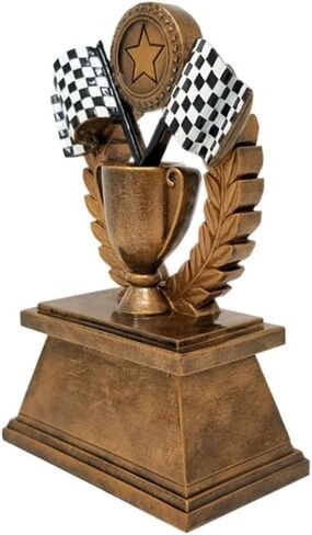 Decade Awards Personalized Racing Trophy - Custom Engraved Checkered Flag Wreath Trophy - Perfect Victory Lap Award for Racing and Motocross - Customize Now (7 Inch) in Saudi Arabia