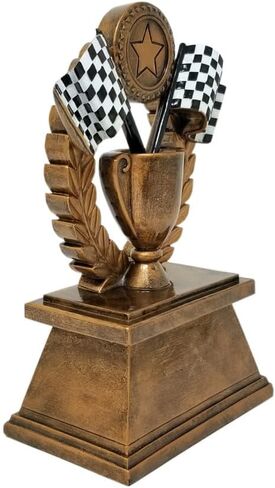 Decade Awards Personalized Racing Trophy - Custom Engraved Checkered Flag Wreath Trophy - Perfect Victory Lap Award for Racing and Motocross - Customize Now (7 Inch) in Saudi Arabia