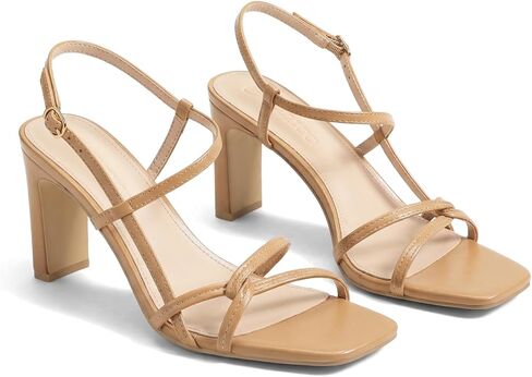 Coutgo Womens Strappy Sandals Square Open Toe Chunky High Heels Ankle Strap Wedding Party Dress Shoes in Saudi Arabia