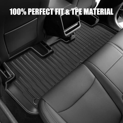 All Weather Floor Mats Custom Fit Tesla Model Y 2021-2024 5-Seater, TPE Waterproof Odorless Car Mats Set with Rear Seat Back Protector Interior Accessories (7PCS) in Saudi Arabia