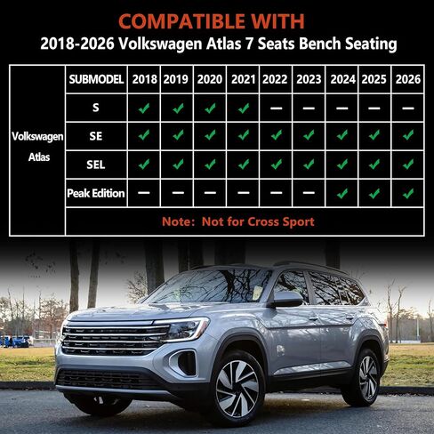 سجادات أرضية KARPAL لـ 2018-2025 2026 Volkswagen Atlas 7 مقاعد مقاعد (ليست للرياضة المتقاطعة)، تناسب جميع الأحوال الجوية TPE واقي السجاد الداخلي للسيارة مجموعة كاملة من ملحقات VW Atlas in Saudi Arabia
