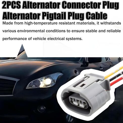 2PCS Alternator Connector Plug with Terminals 3-Pin Alternator Pigtail Plug Cable Generator Regulator Wiring Connector Wire Harness for Nissan Subaru Infiniti Lexus Rogue Saab Suzuki Jaguar Audi in Saudi Arabia