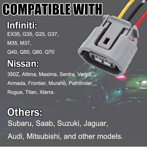 2PCS Alternator Connector Plug with Terminals 3-Pin Alternator Pigtail Plug Cable Generator Regulator Wiring Connector Wire Harness for Nissan Subaru Infiniti Lexus Rogue Saab Suzuki Jaguar Audi in Saudi Arabia