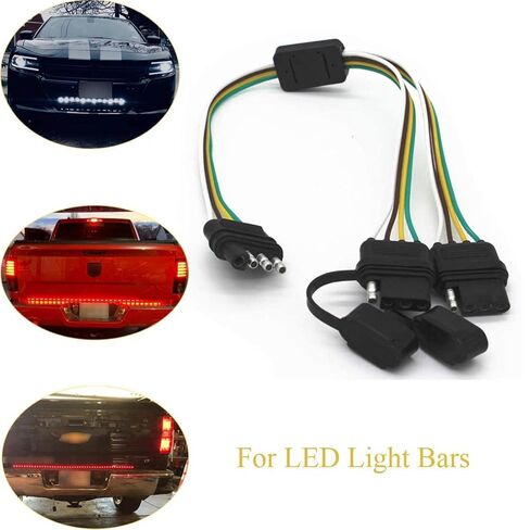 2 حزمة 4 طريقة Y-الفاصل المكونات العالمية لشريط ضوء الباب الخلفي وأضواء مقطورة التوصيل والتشغيل محول تمديد تسخير الأسلاك التوصيل 4 دبوس موصلات in Kuwait