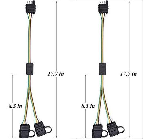 2 حزمة 4 طريقة Y-الفاصل المكونات العالمية لشريط ضوء الباب الخلفي وأضواء مقطورة التوصيل والتشغيل محول تمديد تسخير الأسلاك التوصيل 4 دبوس موصلات in Kuwait