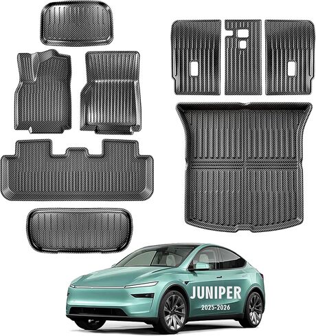 All Weather Floor Mats Custom Fit Tesla Model Y 2021-2024 5-Seater, TPE Waterproof Odorless Car Mats Set with Rear Seat Back Protector Interior Accessories (7PCS) in Saudi Arabia