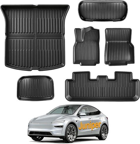 All Weather Floor Mats Custom Fit Tesla Model Y 2021-2024 5-Seater, TPE Waterproof Odorless Car Mats Set with Rear Seat Back Protector Interior Accessories (7PCS) in Saudi Arabia