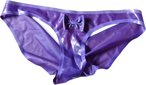 IOKUKI Latex Rubber Briefs with Bow,Handmade Low Waist Transparent Purple Latex Shorts for Women in Kuwait