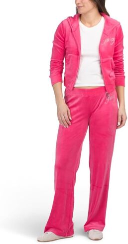 Juicy Couture Logo Script Soft Velour Tracksuit Set, 2 Piece Zip Hoodie and Pants with Rhinestone Embellishments in Saudi Arabia