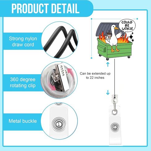 Funny Goose Nurse Badge Reel – “Could Be Worse" Dumpster Fire Goose Badge Holder with Retractable Clip, Cute ID Badge Reel Gift for RN LPN CNA MA Nursing Students, Medical Workers, Teachers & Doctors in Saudi Arabia