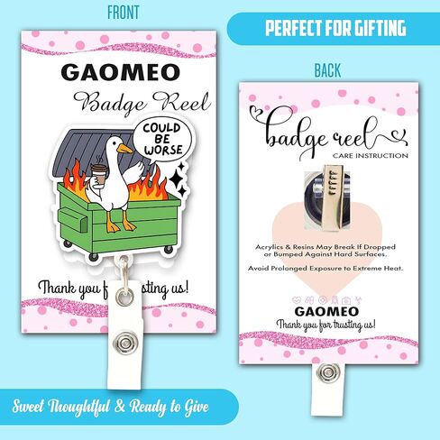 Funny Goose Nurse Badge Reel – “Could Be Worse" Dumpster Fire Goose Badge Holder with Retractable Clip, Cute ID Badge Reel Gift for RN LPN CNA MA Nursing Students, Medical Workers, Teachers & Doctors in Saudi Arabia