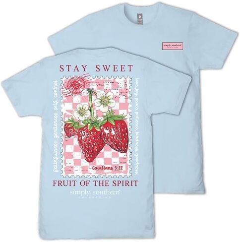 Simply Southern Stay Sweet Fruit of The Spirit - Strawberries - Galatians 5:22 - Adult T-Shirt in Saudi Arabia