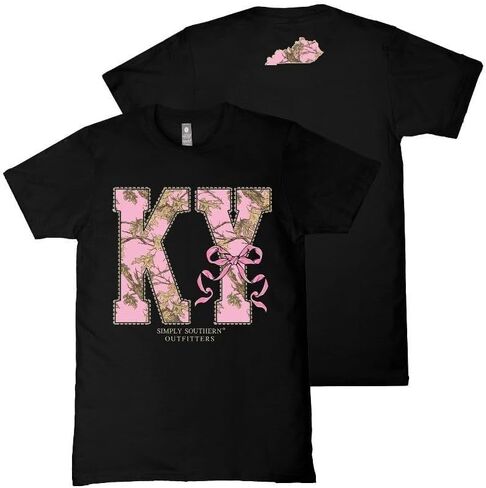 Simply Southern Kentucky Home - Camo - Bow - Adult T-Shirt in Saudi Arabia