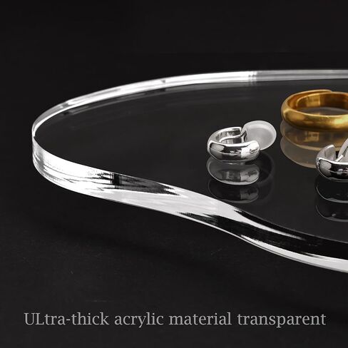 Acrylic Jewelry Dish Tray trinkets Organizer - 8mm Thickened Crystal Clear, Elegant Shape for Rings Necklaces Watches - Multi-Use Display for Perfume, Aromatherapy & Vanity Table Decor in Saudi Arabia