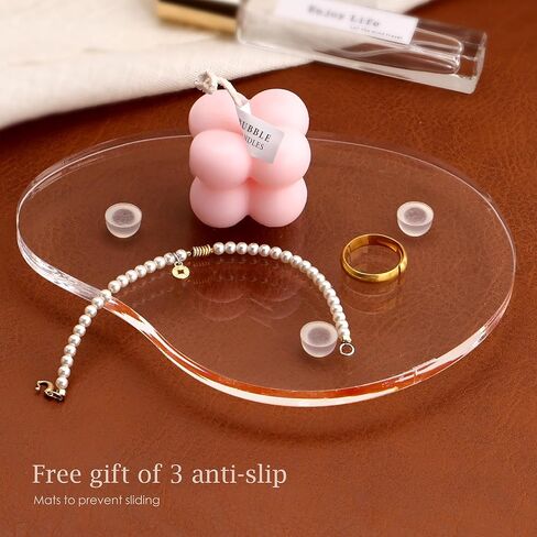 Acrylic Jewelry Dish Tray trinkets Organizer - 8mm Thickened Crystal Clear, Elegant Shape for Rings Necklaces Watches - Multi-Use Display for Perfume, Aromatherapy & Vanity Table Decor in Saudi Arabia