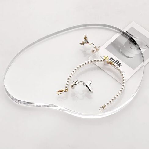 Acrylic Jewelry Dish Tray trinkets Organizer - 8mm Thickened Crystal Clear, Elegant Shape for Rings Necklaces Watches - Multi-Use Display for Perfume, Aromatherapy & Vanity Table Decor in Saudi Arabia