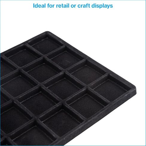 SSWBasics 32 Section Black Flocked Tray Insert - 14" L x 7-1/2"W - Set of 3- Black Flocked Compartment Tray with Insert - Divided tray for Retail and Home Use in Saudi Arabia