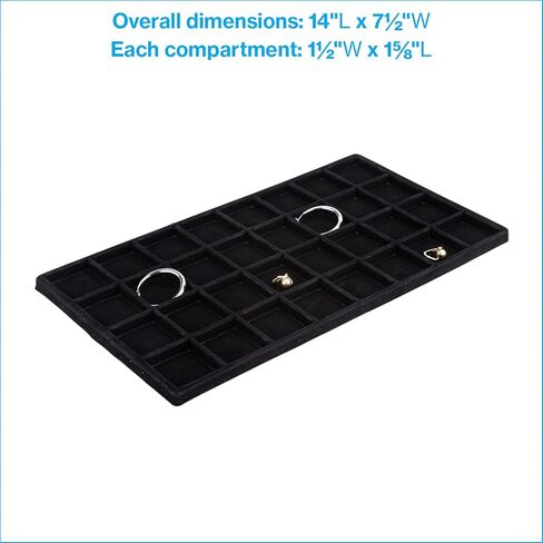 SSWBasics 32 Section Black Flocked Tray Insert - 14" L x 7-1/2"W - Set of 3- Black Flocked Compartment Tray with Insert - Divided tray for Retail and Home Use in Saudi Arabia