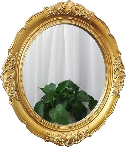 مرآة حائط معلقة من يامفورجا، مرايا زخرفية، مرآة عتيقة متعددة الوظائف، غرفة المعيشة، غرفة النوم، الحمام، 13 بوصة عرض × 15 بوصة طول، ذهبي in Kuwait