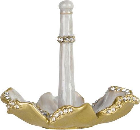 NIKKY HOME Vintage Ring Holder Jewelry Dish, Flower Shaped Retro Trinket Display Decorative Metal Tray Classy Birthday Christmas Gifts for Women, White in Saudi Arabia