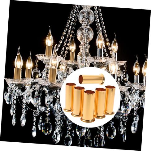 Lurrose 6pcs Candle Socket Covers for Chandelier Crystal Lamp Sleeves Flanging Design Compatible Candelabra Base for Home Lighting Decor in Saudi Arabia
