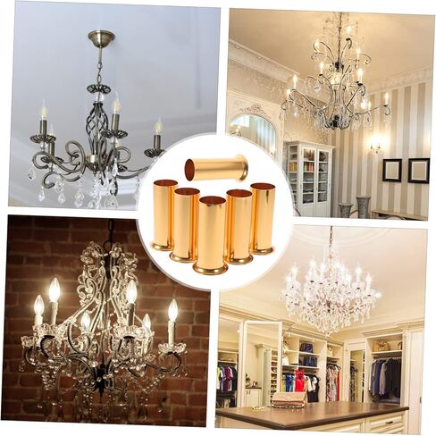 Lurrose 6pcs Candle Socket Covers for Chandelier Crystal Lamp Sleeves Flanging Design Compatible Candelabra Base for Home Lighting Decor in Saudi Arabia