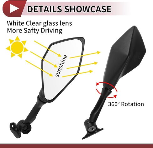 1 Set Motorcycle Rear View Mirrors for Kawasaki Ninja 300 EX300 2013-2018 Front Side Mirrors Mount Black Aluminum Plastic in Saudi Arabia