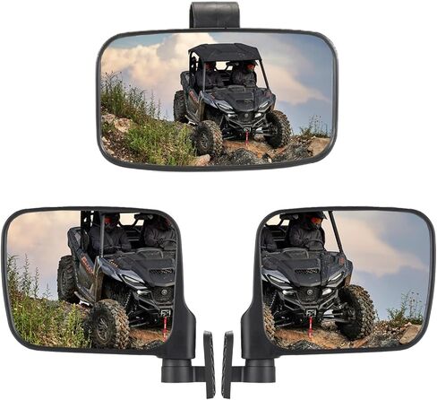 مجموعة مرايا جانبية واسعة ومرآة رؤية خلفية من A & UTV PRO لـ Yamaha Wolverine X2 X4 2018 2019 2020، ملحقات مرايا منفصلة محدبة قابلة للطي بزاوية واسعة وقابلة للتعديل، 3 قطع in Saudi Arabia