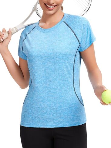Femdouce Women's Quick Dry Athletic Essential T Shirt Short Sleeve Round Neck Workout Top for Running Outdoor Fitness in Saudi Arabia