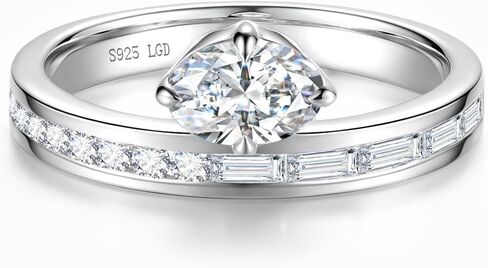 AGVANA 1-1.5 Ct. Tw. Lab Grown Diamond Engagement Ring in Sterling Silver 0.5-1 Carat Oval Cut Main Stone Promise Anniversary Wedding Ring for Women Her (D-E Color, VS Clarity), Ring Size 5-9 in Saudi Arabia