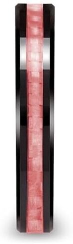 ROSA Women's Beveled Black Ceramic Ring with Pink Carbon Fiber Inlay in Saudi Arabia