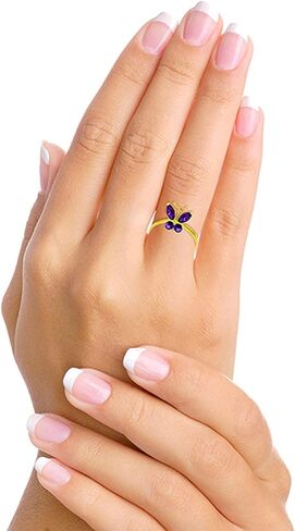 Galaxy Gold GG 14K Solid Yellow Gold Natural Amethyst Butterfly Ring for Women, Size 7, Fine Jewelry in Saudi Arabia
