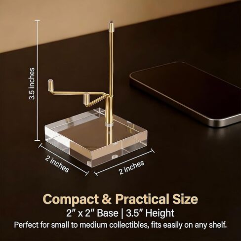 8 Pcs Adjustable Metal Arm Display Stand, 2 x 2 x 3.5 Inch Gold Small Crystal Display Easel with Clear Acrylic Base Rock Mineral Stand for Picture, Rock, Geodes, Mineral, Agate in Saudi Arabia