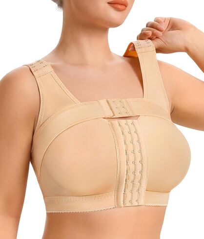 CYDREAM حمالات صدر لاسلكية للإغلاق الأمامي للنساء بدون سلك تغطية كاملة بعد الجراحة، شريط دعم ضاغط لتنعيم الظهر in Kuwait