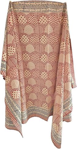 Sanganeri Traditional Handblock Printed Handmade Sarong Pareo Wrap for Women, Size - 44 inch X 72 inch | INDIANHANDICRAFT Multicolor in Saudi Arabia
