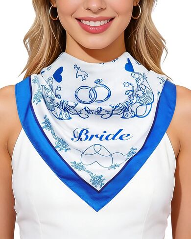 وشاح رأس Mesovor Bride، باندانا لحفلات العزوبية - منديل مربع من الساتان مقاس 27.5 سم لحفلات الزفاف والعشاء وراعية البقر in Kuwait