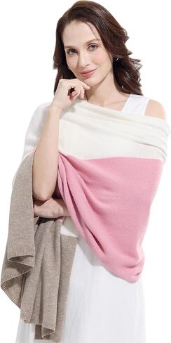 وشاح من مزيج الكشمير الأنيق الملون من الباشمينا ملفوف للنساء طوال الموسم للسفر للسفر مقاس 87 بوصة × 28 بوصة in Kuwait