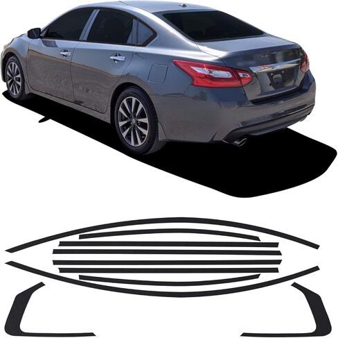طقم تراكب من الفينيل مقطوع مسبقًا من Gomu مصنوع من الكروم وحذف التعتيم متوافق مع Nissan Altima 2013-2018 - أسود لامع in Kuwait