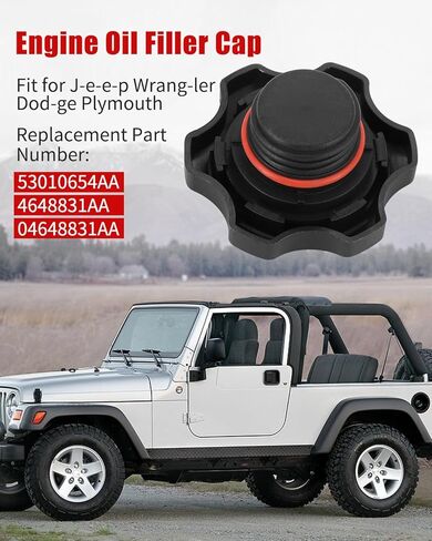 2 PCS 53010654AA Engine Oil Filler Cap Compatible with Jeep Grand Cherokee 1997-2006; Replace 04648831AA in Saudi Arabia