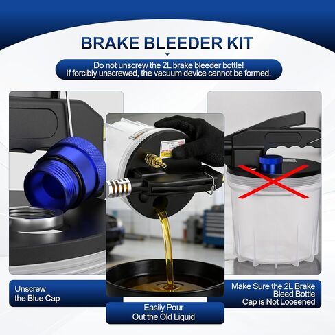 مجموعة نزف سائل الفرامل لوني، مجموعة نزف سائل الفرامل الهوائية، مستخرج سائل الفرامل لتشغيل شخص واحد وأداة نزيف القابض مع زجاجة إعادة تعبئة سعة 1 لتر و16 محولًا لنظام فرامل السيارات in Kuwait