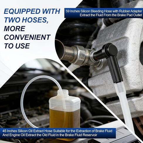 مجموعة نزف سائل الفرامل لوني، مجموعة نزف سائل الفرامل الهوائية، مستخرج سائل الفرامل لتشغيل شخص واحد وأداة نزيف القابض مع زجاجة إعادة تعبئة سعة 1 لتر و16 محولًا لنظام فرامل السيارات in Kuwait