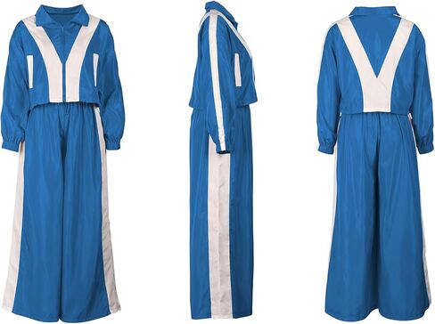 LAJIOJIO Women's 2 Piece Tracksuit Outfits,Zipper Long Sleeve Crop Jacket and Drawstring Pants Set with Pockets in Saudi Arabia