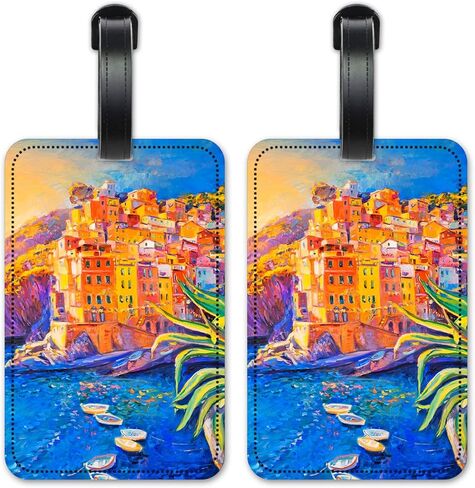 Italy Seaside Village - Luggage ID Tags - Suitcase Identification Cards - Set of 2 in Saudi Arabia