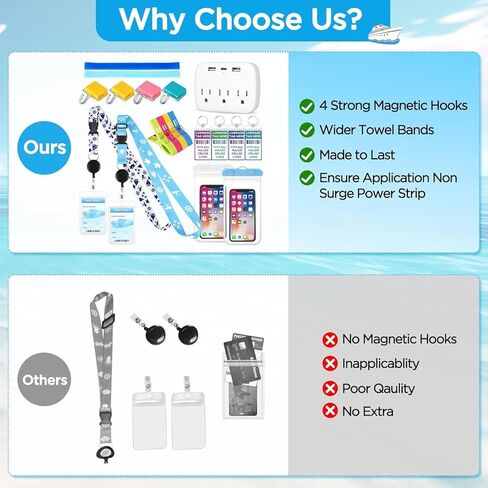 Cruise Ship Essentials, Cruise Luggage Tags& Travel Accessories Set with Waterproof Phone Holder, Clothes Clips & Ear Plugs for Cruise Vacation in Saudi Arabia