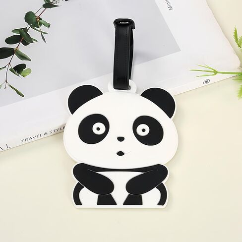 Panda Silicone Luggage Tag - Cute Animal Suitcase Identifier with Name ID Card Holder, Funny Travel Bag Label for Kids & Adults (4) in Saudi Arabia