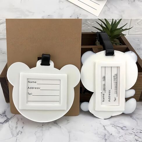 Panda Silicone Luggage Tag - Cute Animal Suitcase Identifier with Name ID Card Holder, Funny Travel Bag Label for Kids & Adults (4) in Saudi Arabia