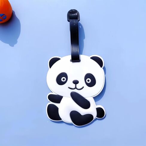 Panda Silicone Luggage Tag - Cute Animal Suitcase Identifier with Name ID Card Holder, Funny Travel Bag Label for Kids & Adults (4) in Saudi Arabia