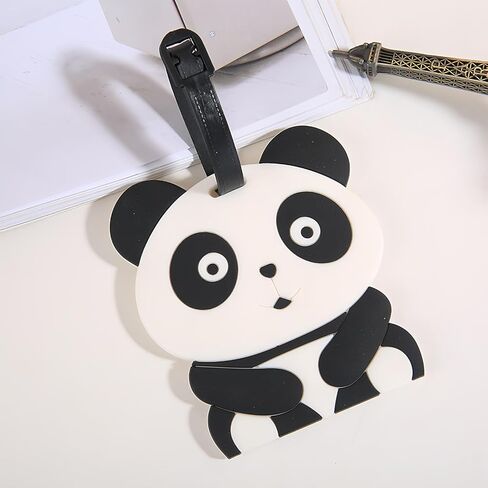 Panda Silicone Luggage Tag - Cute Animal Suitcase Identifier with Name ID Card Holder, Funny Travel Bag Label for Kids & Adults (4) in Saudi Arabia